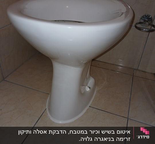 אסלה לבנה עם מכסה פתוח בחדר אמבטיה